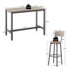 Bar Table Set with 4 Bar stools PU Soft seat with backrest