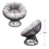 Outdoor Patio Wicker Papasan Chair 360-Degree Swivel with Frame and Cushion; Gray