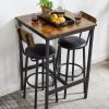 Bar Table Set with 2 Bar stools PU Soft seat with backrest