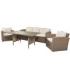 Outdoor Patio Furniture Set 4-Piece Conversation Set Wicker Furniture Sofa Set with Beige Cushions