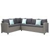 Patio Furniture Set;  5 Piece Outdoor Conversation Set;  Dining Table Chair with Ottoman and Throw Pillows