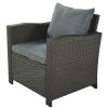 Patio Furniture Set;  6 Piece Outdoor Conversation Set;  Dining Table Chair with Bench and Cushions