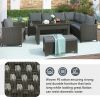Patio Furniture Set;  6 Piece Outdoor Conversation Set;  Dining Table Chair with Bench and Cushions