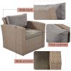 Outdoor Patio Furniture Set 4-Piece Conversation Set Wicker Furniture Sofa Set with Grey Cushions