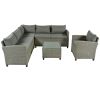 Patio Furniture Set, 5 Piece Outdoor Conversation Set, with Coffee Table, Cushions and Single Chair
