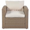 Outdoor Patio Furniture Set 4-Piece Conversation Set Wicker Furniture Sofa Set with Beige Cushions