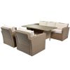 Outdoor Patio Furniture Set 4-Piece Conversation Set Wicker Furniture Sofa Set with Beige Cushions