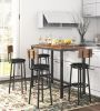 Bar Table Set with 4 Bar stools PU Soft seat with backrest
