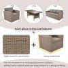 Outdoor Patio Furniture Set 4-Piece Conversation Set Wicker Furniture Sofa Set with Grey Cushions