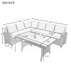Patio Furniture Set;  5 Piece Outdoor Conversation Set;  Dining Table Chair with Ottoman and Throw Pillows