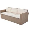 Outdoor Patio Furniture Set 4-Piece Conversation Set Wicker Furniture Sofa Set with Beige Cushions
