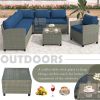 Patio Furniture Set, 5 Piece Outdoor Conversation Set, with Coffee Table, Cushions and Single Chair