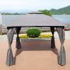 10x10 Ft Outdoor Patio Garden Gazebo Canopy, Outdoor Shading, Gazebo Tent With Curtains