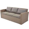 Outdoor Patio Furniture Set 4-Piece Conversation Set Wicker Furniture Sofa Set with Grey Cushions