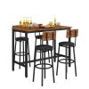 Bar Table Set with 4 Bar stools PU Soft seat with backrest