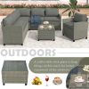 Patio Furniture Set, 5 Piece Outdoor Conversation Set, with Coffee Table, Cushions and Single Chair