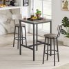 Bar Table Set with 2 Bar stools PU Soft seat with backrest