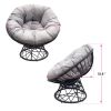 Outdoor Patio Wicker Papasan Chair 360-Degree Swivel with Frame and Cushion; Gray