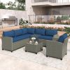 Patio Furniture Set, 5 Piece Outdoor Conversation Set, with Coffee Table, Cushions and Single Chair