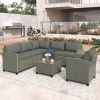 Patio Furniture Set, 5 Piece Outdoor Conversation Set, with Coffee Table, Cushions and Single Chair