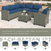 Patio Furniture Set, 5 Piece Outdoor Conversation Set, with Coffee Table, Cushions and Single Chair